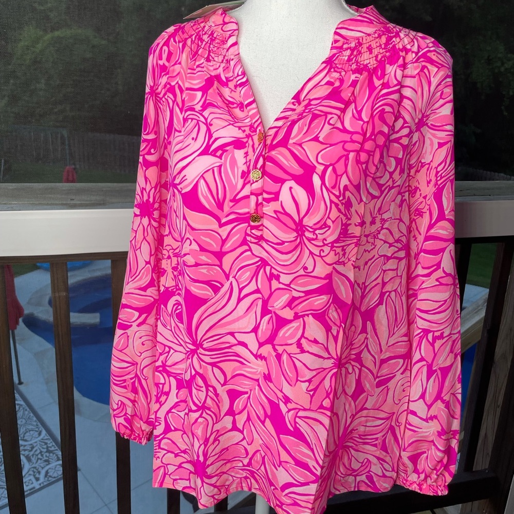 Lilly Pulitzer NWT Elsa Silk Top Pawsitive XXS